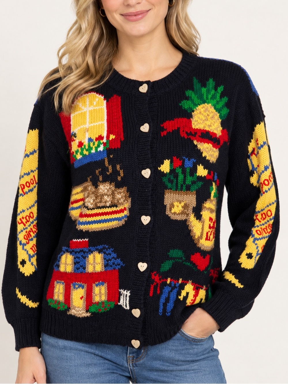 Eagles Eye NWT Women Size M Vintage 1993 Sweater Hand Knit Cardigan Favorite Mom